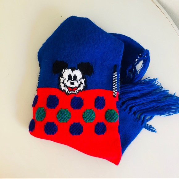 Vintage Mickey Mouse Blue & Red Disney Scarf - Picture 2 of 6